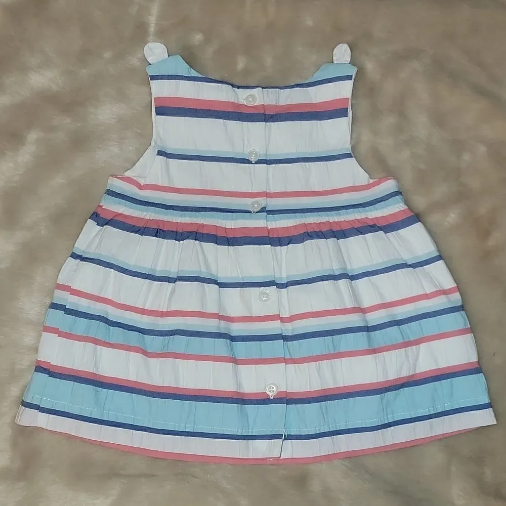 JANIE AND JACK BLUE, CORAL AND WHITE STRIPED SLEEVELESS TOP, SIZE 2T